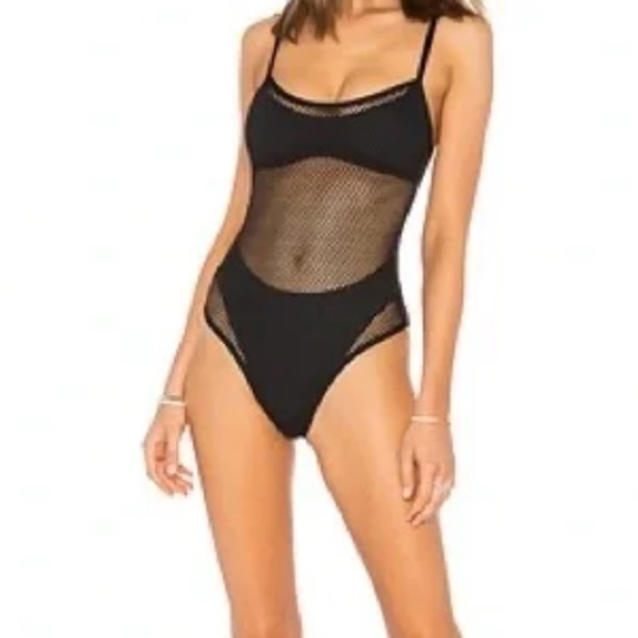 NWT L*Space Black Mesh Madness One Piece Swimsuit (Size 8) - Picture 8 of 9